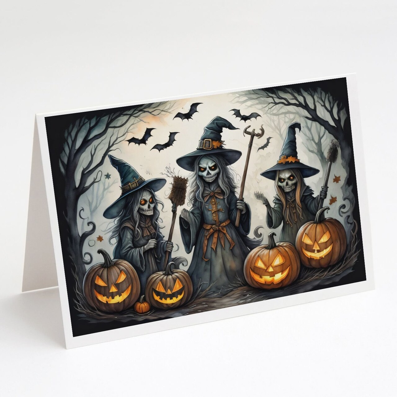 Edge Collections - 5" x 7" - Multicolor - Whimsical Witches Halloween Greeting Cards - 8 Pieces